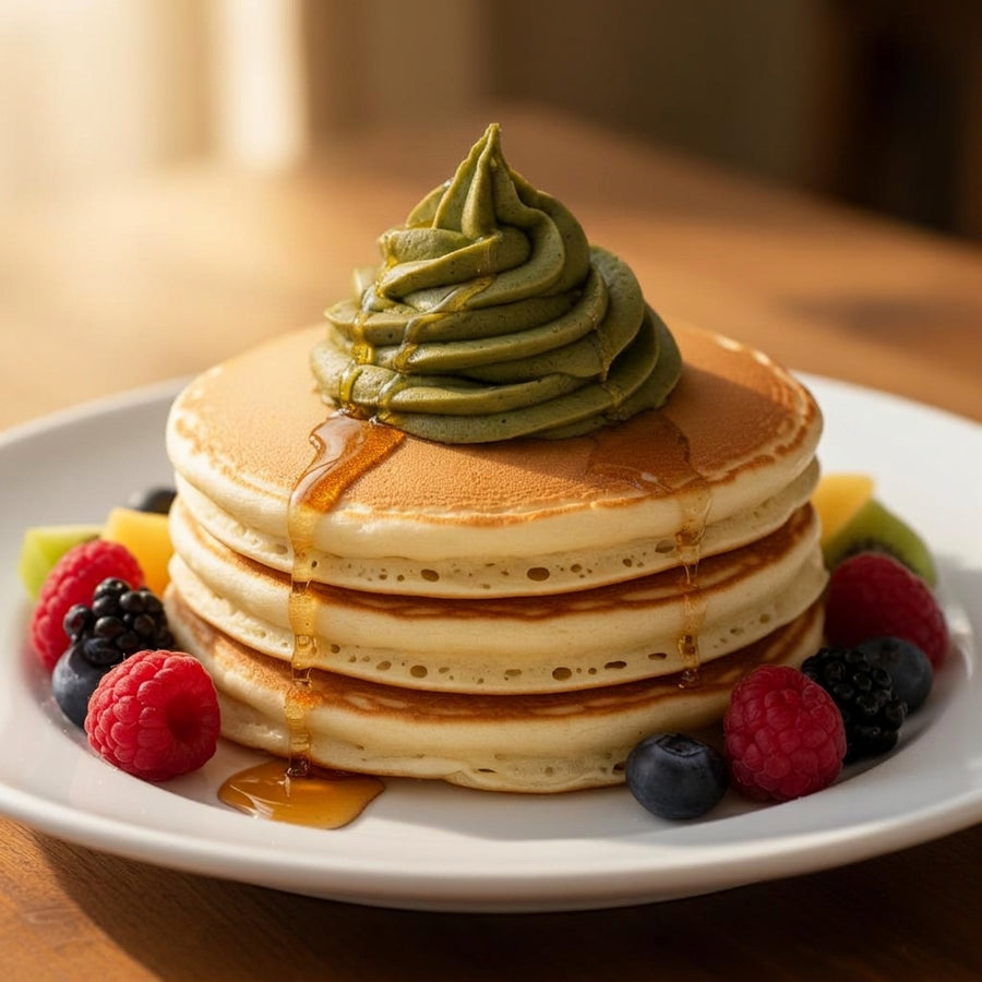 Pancakes con corazón de pistacho