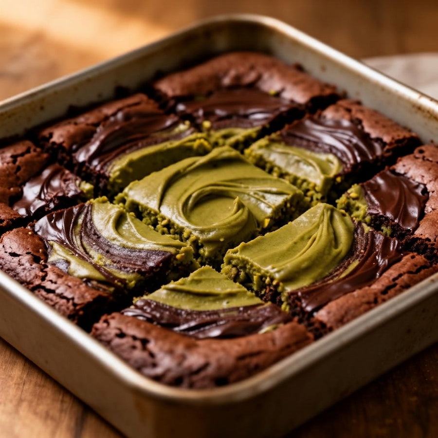 Brownies con swirl de pistacho